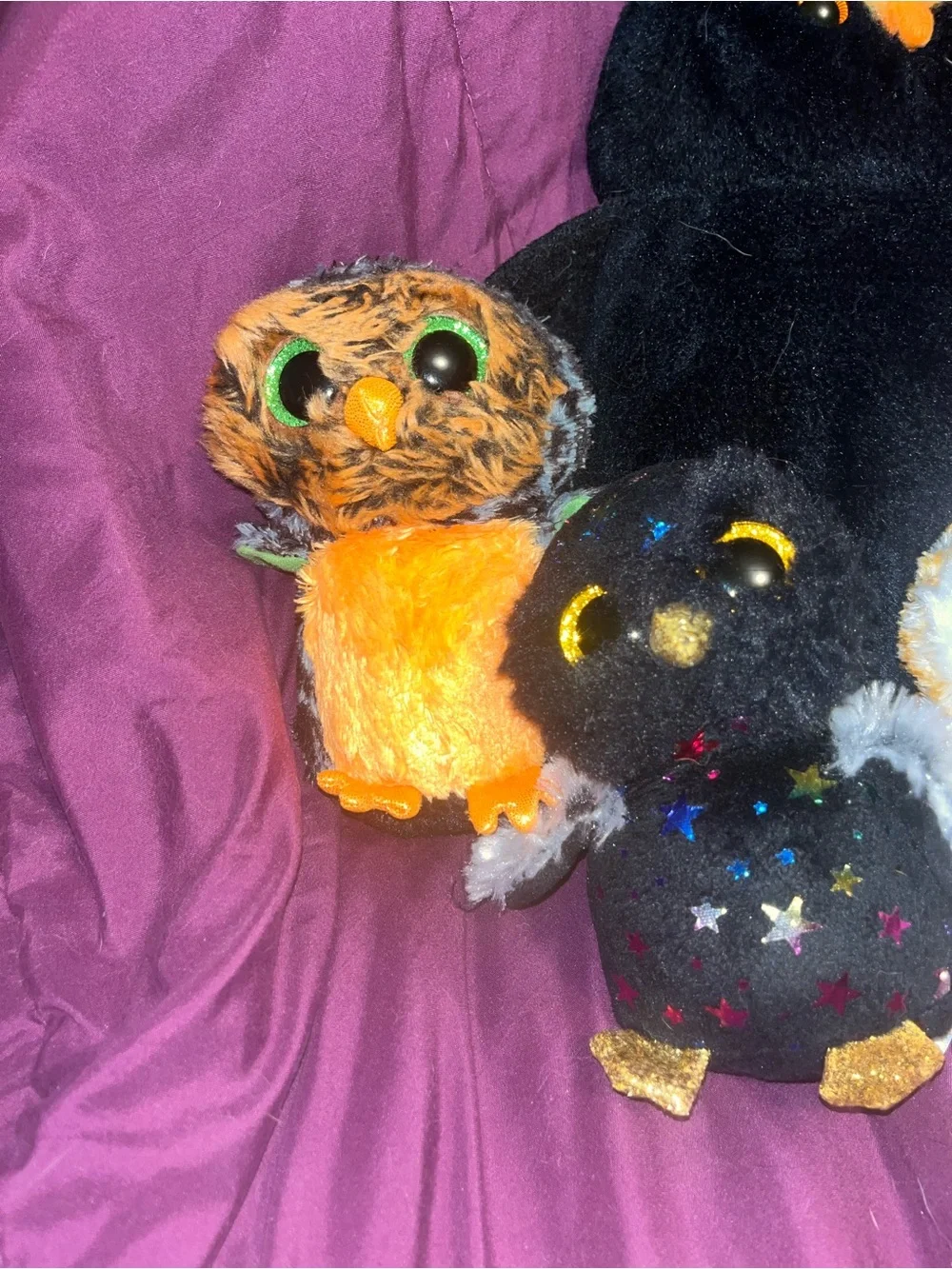 Ty beanie babies Plush Halloween Owl lot of 4 haunt swoops Hyde midnight